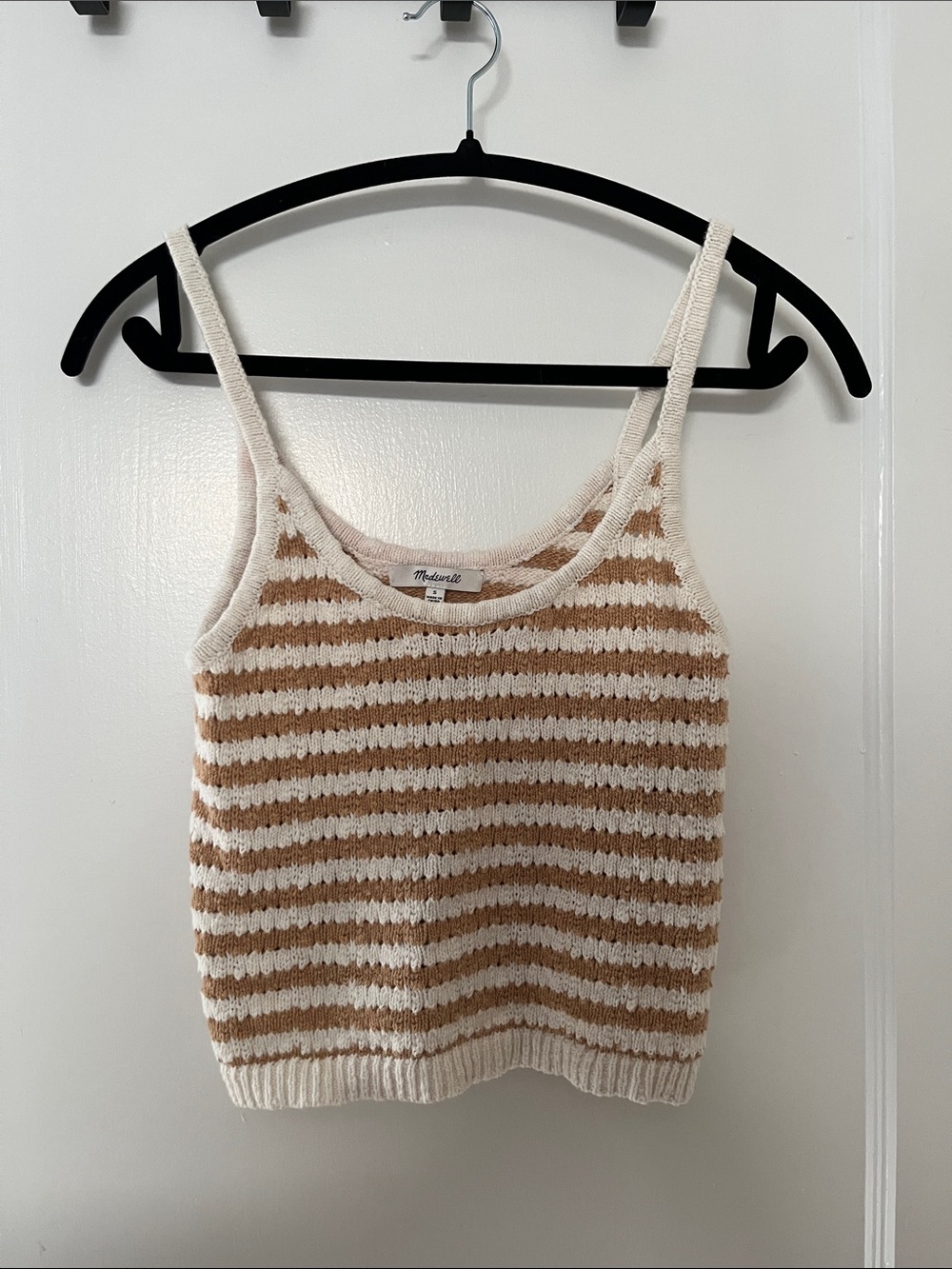 Madewell Cream and Tan Striped Knit Tank size small